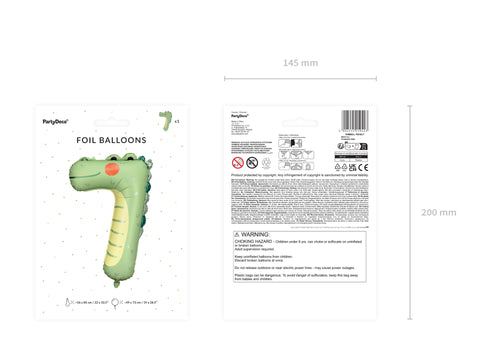 Folija balon Broj 7 - Krokodil, 56x85 cm, miks