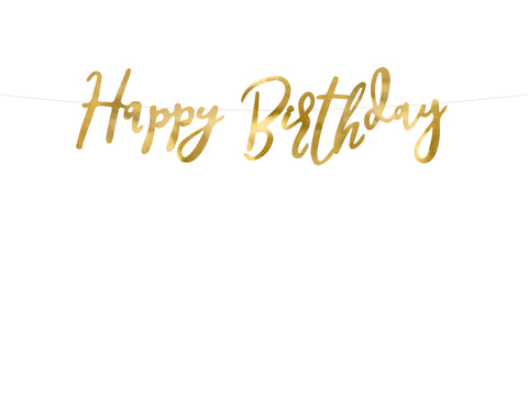 Baner Happy Birthday, zlatna, 16.5x62cm