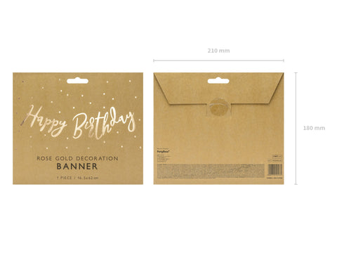 Baner Happy Birthday, zlatna, 16.5x62cm